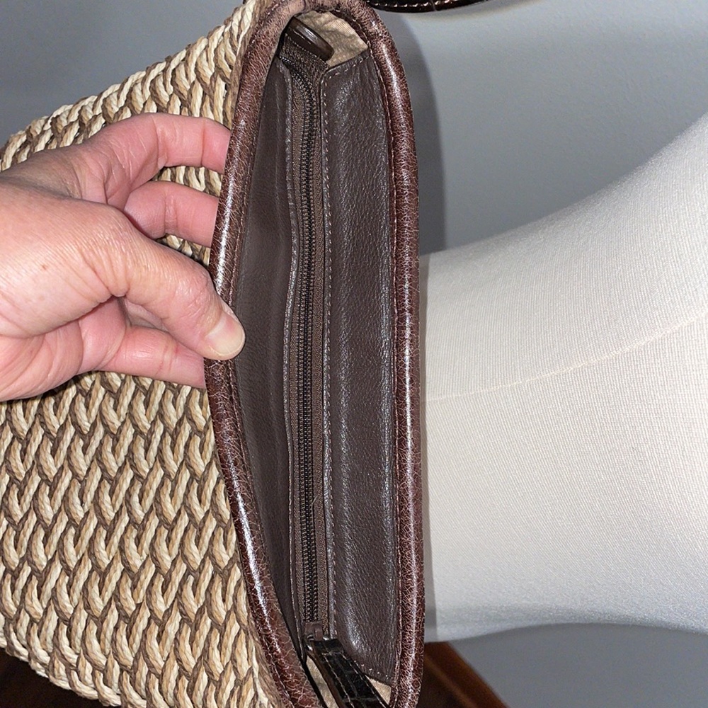 Brighton Woven Straw & Leather Crossbody Bag Handbag Purse - Picture 8 of 14